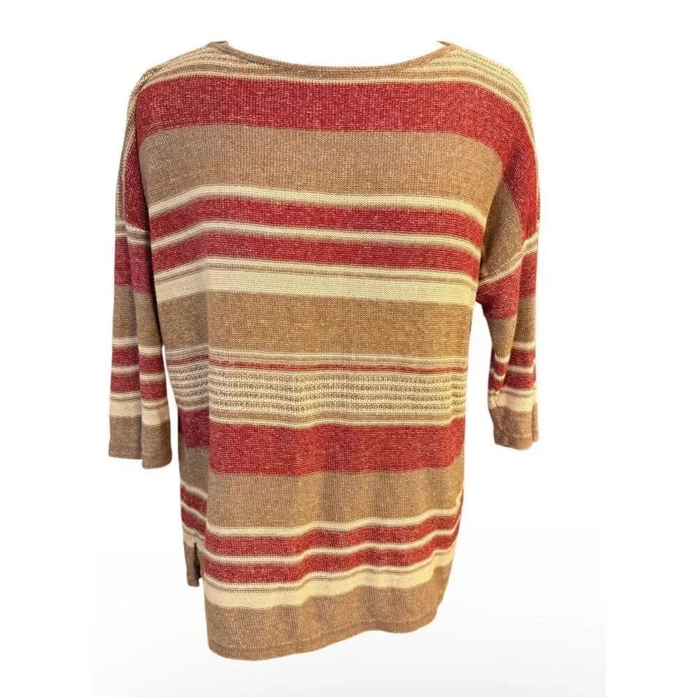 Lauren Ralph Lauren Linen Blend Knit Stripe Pullover Sweater Plus 2X Lightweight